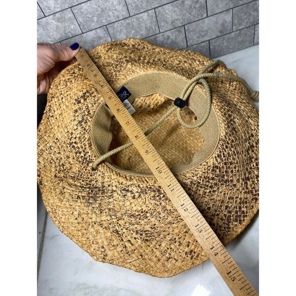 Cov/Ver Your World sun hat rattan turquoise stone adjustable chin strap Sm/M - Picture 6 of 9